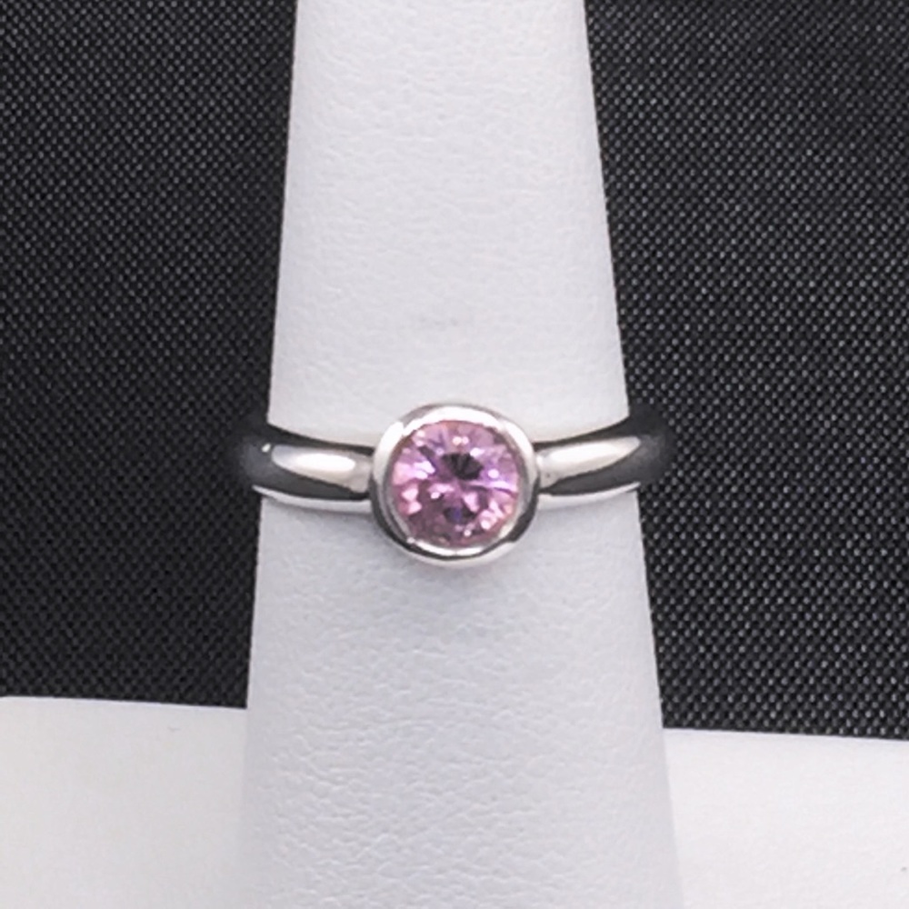 Light pink CZ ring, sterling silver